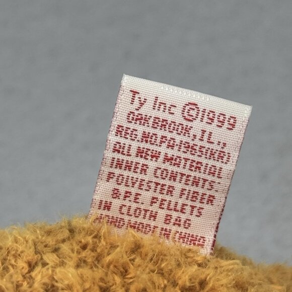 Vintage TY Beanie Buddies Fuzz Bear Brown Blue Bow Tie 1999 Plush Stuffed Toy 13 - Picture 7 of 13